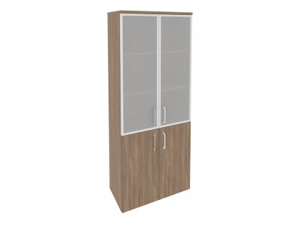 Мебель для персонала ONIX O.ST-1.2R Шкаф высокий широкий (2 низких фасада ЛДСП + 2 средних фасада стекло в раме)